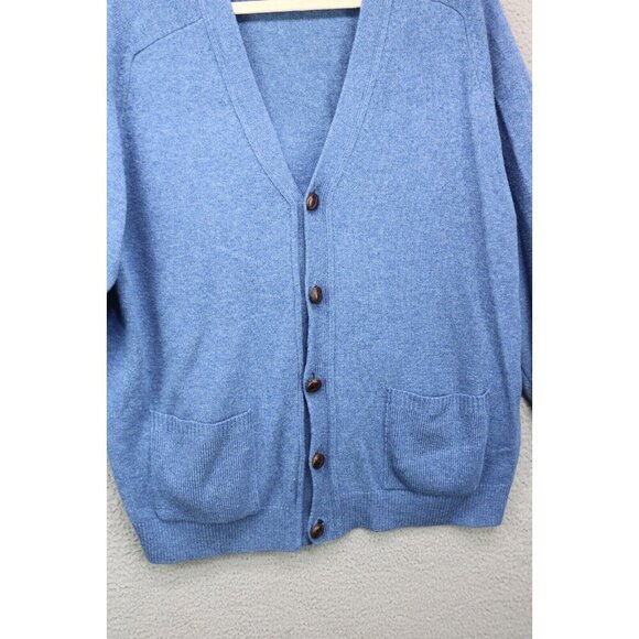 L.L.Bean Men's Button-Up Grandpa Cardigan-100% Lamb's Wool-Large-Elbow Patches - Picture 2 of 11